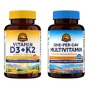 Vitalitown Vitamin D3 K2 & Daily Multivitamin Bundle (Pack of 2) | Vitamin D3 10000 IU + K2(Item 1) & Multivitamin with Iron & Zinc (Item 2)