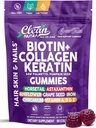 GrowVana Hair Growth Gummies for Women Biotin Collagen Keratin Saw Palmetto Horsetail Astaxanthin Iron Zinc Pantothenic Acid Vitamin A D E Pumpkin Seed Ahiflower MSM Supplement by Clean Nutra 90 Count