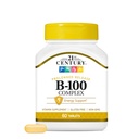 21e eeuw B-100 Complexe tabletten met verlengde afgifte, 60 tellingen (pakket 1), vitamine B-complex met hoge potentie voor zenuwstelsel, energieondersteuning, inclusief vitamine B1, B2, B6, biotine en calcium