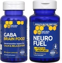 NATUURLIJKE STAKKEN NeuroFuel Nootropic + GABA Brain Food Bundle - Ondersteunt geheugen, ontspanning en concentratie* - 135 capsules