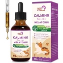 Cat Melatonine Natural Calming Drops, Ondersteuning Vallende Slaap & Gezonde Slaap, Kruidenextract Ontspanning Supplement met L-Theanine, Valeriaan, Catnip, Passiebloem en kamille. 2 oz