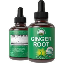 USDA Organic Ginger Root Extract Liquid Drops. Zero Sugar, Non Bitter Vegan Ginger Oil Supplement for Immune, Digestive + Gut Support. High Bioavailability, Gluten Free for Women and Men. Take Orally