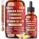 11in1 Ginger Root Liquid for Support Immune & Digestion with Vitamin D3, K2, Turmeric, Ceylon Cinnamon, Black Pepper, Berberine, Garlic & More – 1 FL Oz - 30 Servings Herbal Extract Drops