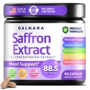 Dalnara Saffron Supplement – 88.5mg Pure Saffron Extract per Serving, 90 Capsules (3-Month Supply), Non-GMO Formula for Focus, Positive Mood, Energy & Eye Health