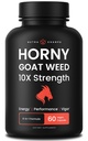 NutraChamps Horny Goat Weed, 1000mg Supplément d'énergie Epimedium, 10X Fort Icariin, Ginseng, Tribulus et pilules de Maca pour les femmes et les hommes, Absorption améliorée avec du poivre noir, 60 capsules végétaliennes