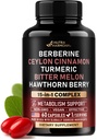 Berberine with Ceylon Cinnamon | Bitter Melon (Karela) | Apple Cider Vinegar | Hawthorn Berry | Citrus Bergamot | Turmeric - 15-in-1 Supplement for Heart Support, Metabolism & Energy - 60 Capsules
