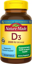 Nature Made, Vitamin D3 2,000 I.U. Liquid Softgels, 250-Count (Pack of 2)