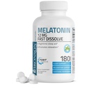 Bronson Melatonine 12mg Fast Solving Nighttime Slaaphulp Ondersteuning & Relaxation Support, 180 Peppermint Vegetarische Lozen