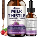Extrait de chardon de lait gouttes liquides pour nettoyer le foie Detox & Repair, 35-IN-1 Supplément de soutien du rein avec artichaut et dandelion pour le trac urinaire, Bladder, végétalien, non-OGM, fraise, 2 FL OZ