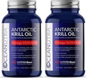 100% Pure Krill Oil 1000MG 120-Day Supply Double Strength 56% Fosfolipiden Astaxanthine Duurzame Antarctische SuperbaBoost Omega 3 EPA DHA Harthersenhuidverzorging, derde partij getest, Geen visolie