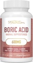 Suppositoires d'acide borique pour les femmes de 600mg pour l'équilibre du pH, l'odeur vaginale et la démangeaison. Supplément de santé intime féminine avec l'acide borique et l'aloe Vera.