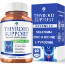 1 Body Thyroid Support Supplement voor vrouwen en mannen, Selenium met Jodium, Zink, B12, Ashwagandha en L-Tyrosine, Ondersteunt Hormone Gezondheid, Energie en Metabolisme, 30 dagen levering