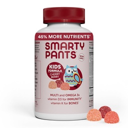 SmartyPants Kids Multivitamine Gummies: Omega 3 Visolie (EPA/DHA), Vitamine D3, C, Vitamine B12, B6, A, K & Zink voor Immune Support, Biotine, Druiven, Kersen & Bessen Smaken, 120 Tellen (30 dagen levering)