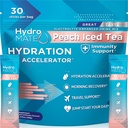 HydroMATE Electrolyte Powder Peach Tea Hydration Packets Low Sugar 30 Count