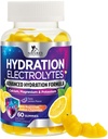 Hydration Electrolyte Gummies - Daily Liquid Replenisher Gummy - Electrolyte Multiplier with Minerals, Potassium & Real Salt - Vegan, Non-GMO - Tasty Lemon Flavor Hydration Electrolytes - 60 Gummies