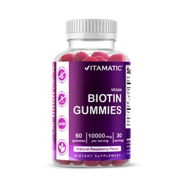 Vitamatic Biotin Gummies 10.000 mcg voor Sterker haar, huid & Nails - 60 Veganistische Gummies - Ook genoemd vitamine B7 (1 fles)