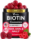 VitaUp Biotin Gummies 10000mcg for Women and Men - Extra Strength Hair, Skin and Nails Gummies with Collagen - Natural Biotin Gummy Supplement for Hair, Skin, Nails Support - 60 ct