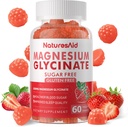 Glycinat de magnésium Gommies 1000mg - Supplément de potassium de magnésium sans sucre avec la vitamine D, B6, CoQ10 pour l'humeur calme et le soutien du sommeil - 60 Gommies de fraise -1 Pack