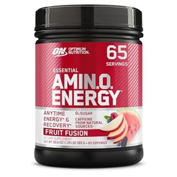 Optimale voeding Amino Energy - Pre-workout met groene thee, BCAA, Aminozuren, Keto vriendelijk, Green Coffee Extract, Energiepoeder - Fruitfusie, 65 porties (Verpakking mei Vary)
