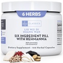 Six Ingredient Pill with Rehmannia - Liu Wei Di Huang Wan - Herbal Capsules. 100 capsules.