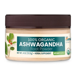 Himalaya Biologische Ashwagandha Poeder, 45 dagen levering - Herbal Adrenal Ondersteuning voor Stress Relief, Energie Ondersteuning en Af en toe Slapeloosheid - USDA Biologische, Niet-GMO, Veganistisch, Glutenvrij, Smaakloze 4 oz
