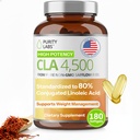 Zuiverheid Labs CLA Supplementen 4500MG - Niet-GMO Saffloerolie - Ondersteunt energie, gewichtsverlies, hartgezondheid en spiergezondheid - 180 Zachte gels