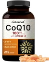 NatureBell CoQ10 100mg met Omega 3, 240 Capsules Stabiele hoge absorptievorm 