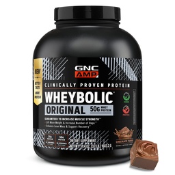 GNC AMP New Wheybolic- Clinically Studied Whey Protein Powder for Workouts & Active Lifestyles- High Leucine Content- Smooth Mixing Drink Mix for Fitness Shakes- Chocolate Fudge- 59.4 Oz (26 Servings)