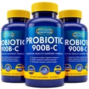 Voeding Essentials Probiotica voor vrouwen en mannen met natuurlijke Lactase Enzyme & Prebiotic Fiber voor de spijsvertering gezondheid - 80 procent + Sterker supplement voor Gut Health Ondersteuning - 3 Tellen van 60 tabletten
