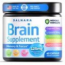 Hersensupplementen voor Geheugen en Focus voor mannen en vrouwen - Nootrope met Alpinia Galanga, CognatiQ, Fosfatidylserine, L-Theanine, L-Tyrosine - Brain Booster Geheugen Pillen Hersengezondheid - 60 Capsules