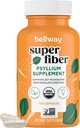 Bellway Super Fiber Capsules - USDA Biologische Psyllium Husk Capsules - Daily Psyllium Husk Fiber Supplement for Digestive Health and Regularity - Plant Based, Non-GMO, Kosher - 160 Capsules