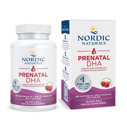 Nordic Naturals Prenatale DHA, Aardbei - 90 Zachte Gels - 830 mg Omega-3 + 400 IE Vitamine D3 - Non-GMO - 45 Servers