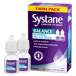 Systane Balance Lubricant Eye Drops, Restorative Formula, Twin Pack, 0,33 Fl Oz (verpakking van 2)