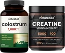 NatureBell Creatine Monohydraat Poeder & Colostrum 240 Capsules 1000mg Per Serving Bundle Pack