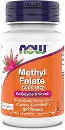 Nu Supplementen, Methylfolaat 1000 mcg, Metabole Actieve Folaat*, Co-Enzyme B Vitamine, 180 tabletten