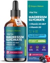 Magnesium Glycinate, Vitamin K2 & D3 Supplement – GMO-Free – VIT D MK7 K2 Vitamin Supplement & Magnesium Blend – with Nutrients for Bone Nutrition & Cardiovascular Function (Mixed Berry, 60 mL)