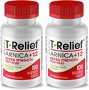 T-Relief Extra-Strength Arnica +12 actifs naturels de soulagement pour la douleur du dos Douleurs musculaires articulaires et étourdissement, corps entier soulagement rapide pour les femmes et les hommes - 100 comprimés (2 pack)