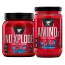 BSN Workout bundel van NO XPLODE Pre Workout Powder Blue Raz, 30 Serves Amino X Muscle Recovery Intra Workout Ondersteuning, Cafeïne Gratis Blue Raz, 30 Servers