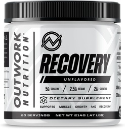Outwork Nutrition Post Workout Recovery Powder - Createine Monohydraat, KSM-66 Ashwagandha & Tart Cherry - Speeds Recovery, Eases Soreness - Createine Powder for Men & Women, Unflavored, 240 Gr