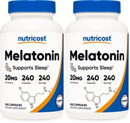 Nutricost Melatonine 20 mg, 240 capsules, non-GMO & glutenvrij (verpakking van 2)