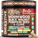 Nettoyez Nutra Wormwood Black Walnut Pumpkin Seed Clove Oil Celery Ail Raisin Papaya Neem Diatomées Terre Femmes Probiotique Gut Santé Nettoyez Detox Oregano Olive Turmeric Supplément Capsules végétaliennes