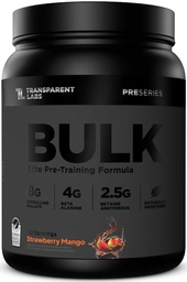 Transparent Labs Bulk Black Pre Workout - Clinically Dosed, Sugar Free Preworkout for Men and Women with Beta Alanine Powder, Citrulline Malate, & Caffeine Powder- 30 Servings, Strawberry Mango
