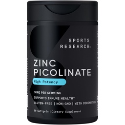Sport Onderzoek Hoge Potentie Zink Picolineer 30 mg met biologische Kokosolie 