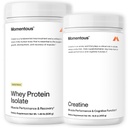 Momentous Creatine Monohydrate Powder & Essential Grass-Fed Whey Vanilla Protein Powder - Supports Strength, Lean Muscle, & Recovery - 20 g Isolate Protein - NSF Certified for Sport - Gluten-Free