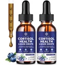 Cortisol Supplements for Women - Cortisol Manager Liquid Drops with Magnesium, Ashwagandha & Rhodiola rosea, L-theanine - Promotes Relaxation & Better Sleep, Mood, Blueberry Flavors, 1FL.OZ(2PC)