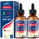 TUDCA gouttes de soutien du foie 1800mg - Supplément de foie puissant avec les sels de bile, NAC, Schisandra et Dandelion, foie Detox & Réparation - Absorbage rapide, sans sucre, sans alcool – 4 Fl.Oz