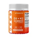 Vitamatic Vitamin D3 K2 with Calcium Gummies - 240 Count - Non-GMO, Gluten Free