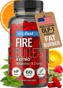 Fire Bullets pilules perte de poids pour les femmes et les hommes, Fat Burner GLP-1 Support, Suppresseur d'appétit, pilules de régime avec thé vert et Cayenne, 60 capsules
