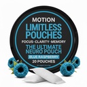 MOTION Focus & Energy Nootropic Pouches (20 Count) - Blue Raspberry Flavor with L-Theanine + Alpha GPC & Naturally Occurring Caffeine from Guarana Seeds - Supports Mental Clarity with Refreshing Taste