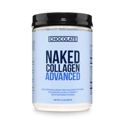 NAKED Chocolate Collagen Advanced - Peptides Protein Powder, Hyaluronic Acid, Vitamin C, Pasture-Raised, Grass-Fed Hydrolyzed Collagen Supplement, Paleo Friendly, Non-GMO, Keto, Gluten Free, 1.3LB